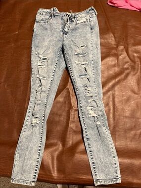 SO Light Blue Distressed High-Rise Skinny Jeans